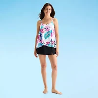 Sonnet Shores Womens Lined Tropical Leaf Tankini Swimsuit Top