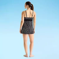 Sonnet Shores Womens Tropical Striped Swim Dress