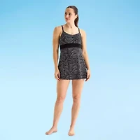 Sonnet Shores Womens Tropical Striped Swim Dress