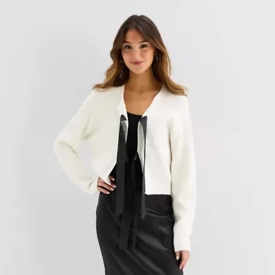 Forever 21 Juniors Womens Split Tie Neck Long Sleeve Pullover Sweater