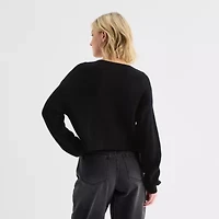 Forever 21 Juniors Womens Split Tie Neck Long Sleeve Pullover Sweater