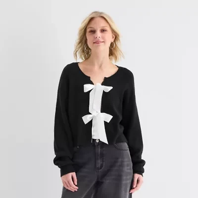 Forever 21 Juniors Womens Split Tie Neck Long Sleeve Pullover Sweater