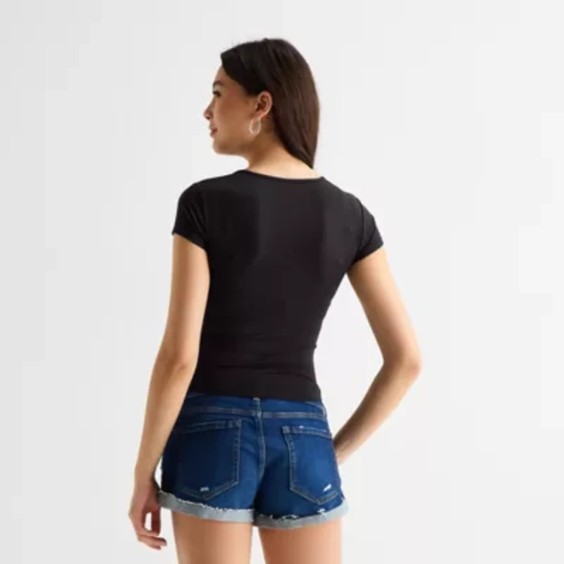 Arizona Womens Juniors Round Neck Short Sleeve T-Shirt