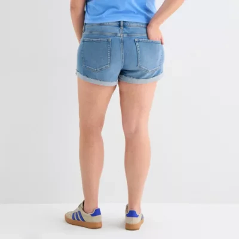 Arizona Womens Low Rise Juniors Plus Denim Short