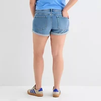 Arizona Womens Low Rise Juniors Plus Denim Short
