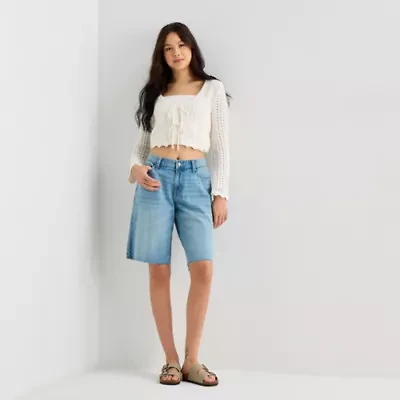 Arizona Womens Low Rise Juniors Denim Short