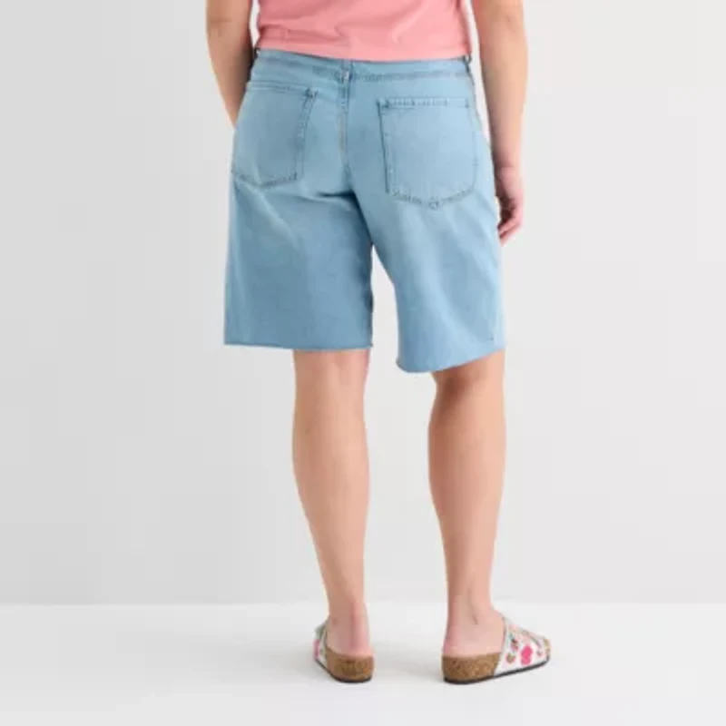 Arizona Womens Low Rise Juniors Plus Denim Short