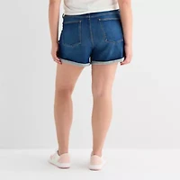 Arizona Curvy Womens 4" Mid Rise Juniors Plus Denim Short