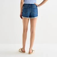 Arizona Womens Mid Rise Juniors Denim Short