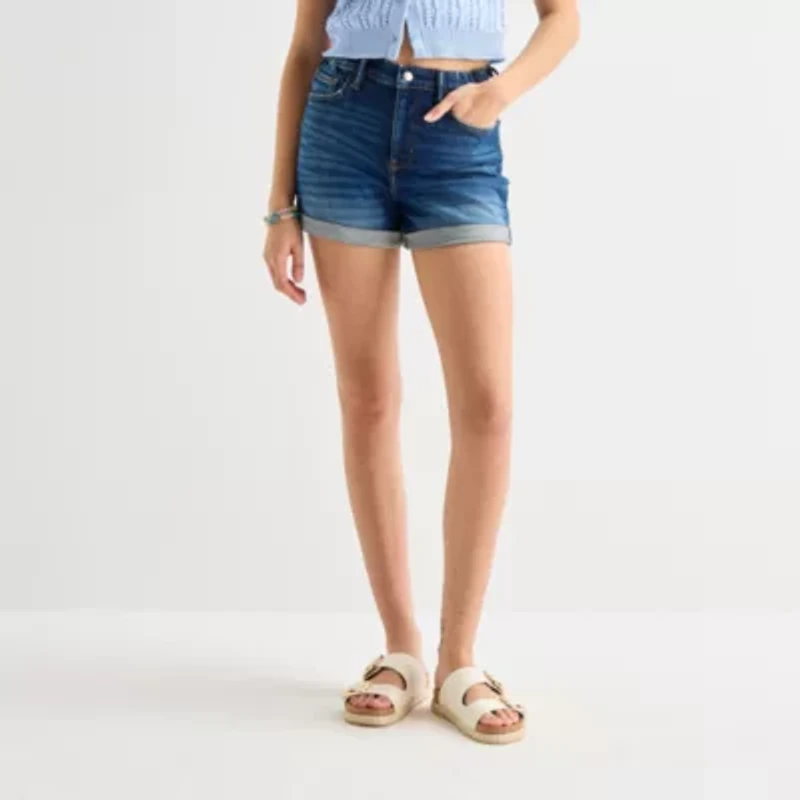 Arizona Womens Mid Rise Juniors Denim Short