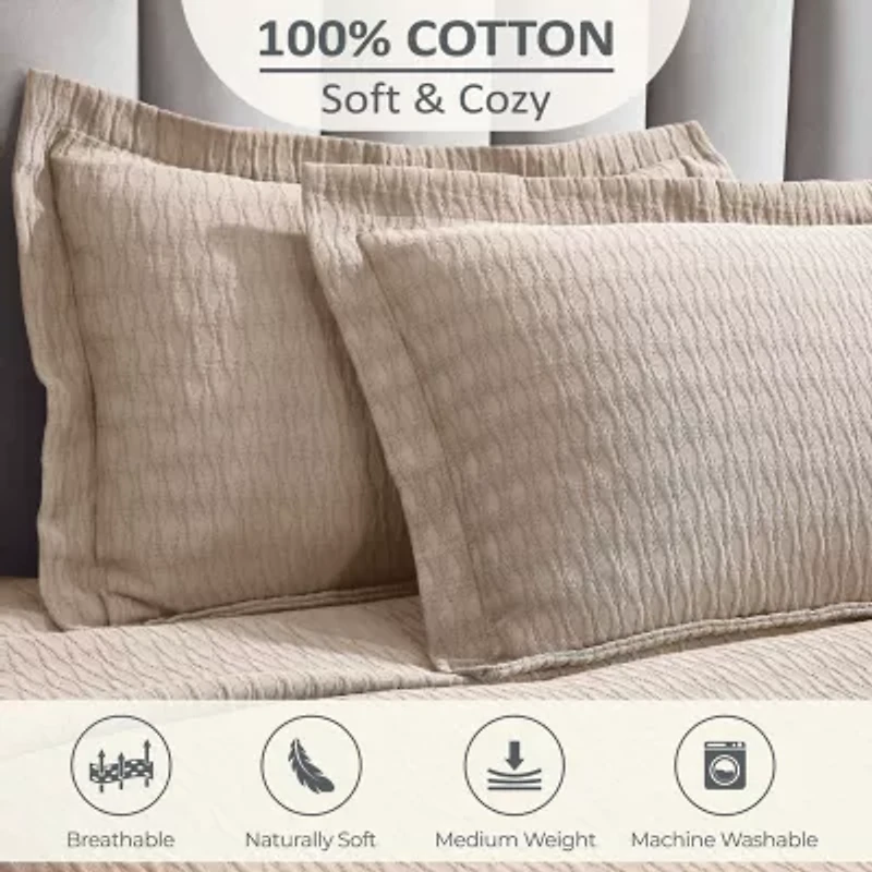 SUPERIOR® Calvert Cotton Lattice Geometric Jacquard Bedspread