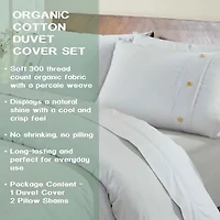 SUPERIOR® Gina Organic Percale Crisp Breathable Reversible Duvet Cover