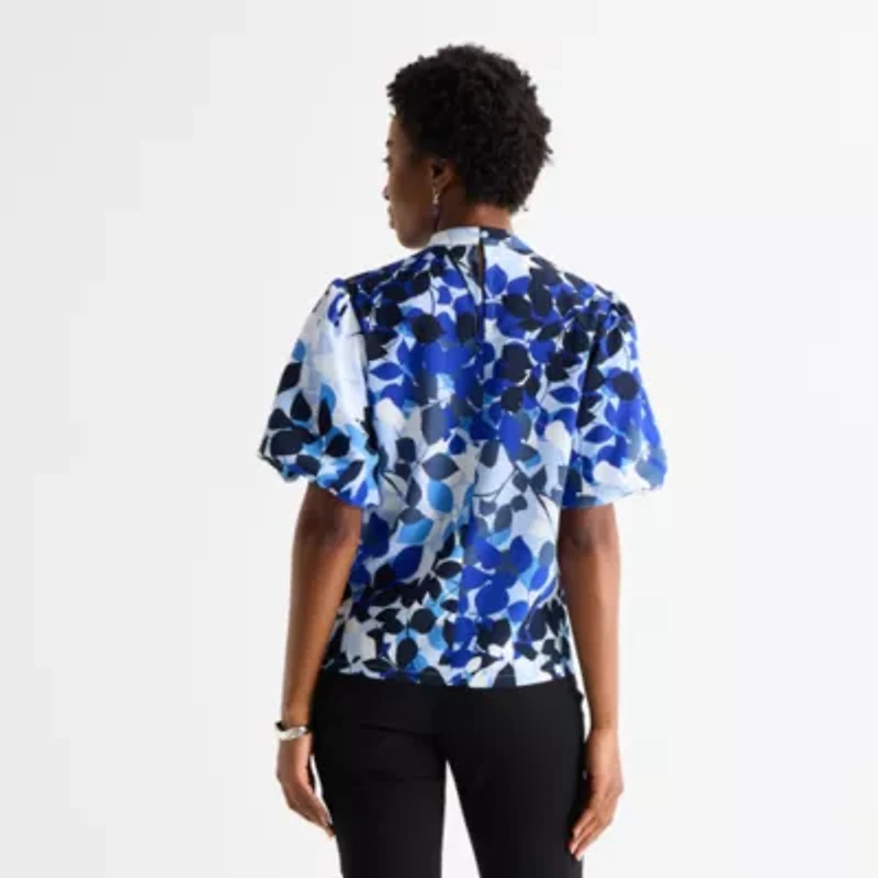 Liz Claiborne Womens Keyhole Neck Short Sleeve Blouse