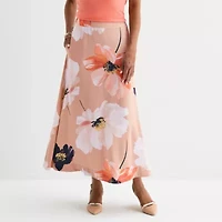 Liz Claiborne Womens Mid Rise Midi Full Skirt