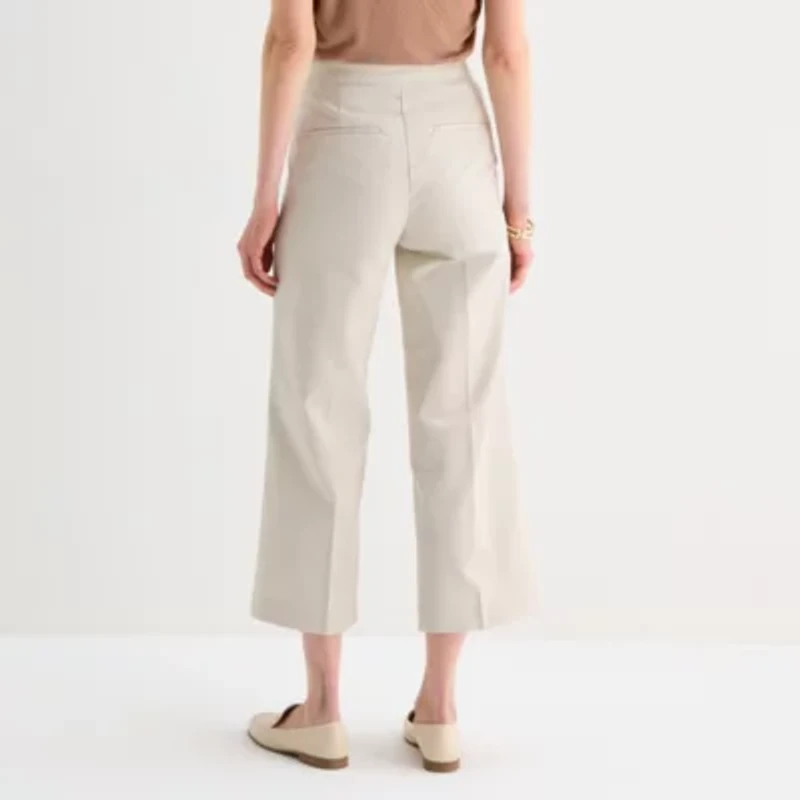 Liz Claiborne Womens Wide Leg Mid Rise Pull-On Pant