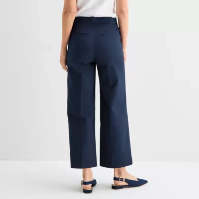 Liz Claiborne Womens Wide Leg Mid Rise Trouser