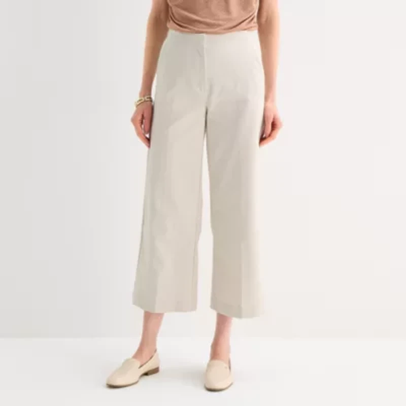 Liz Claiborne Womens Wide Leg Mid Rise Pull-On Pant