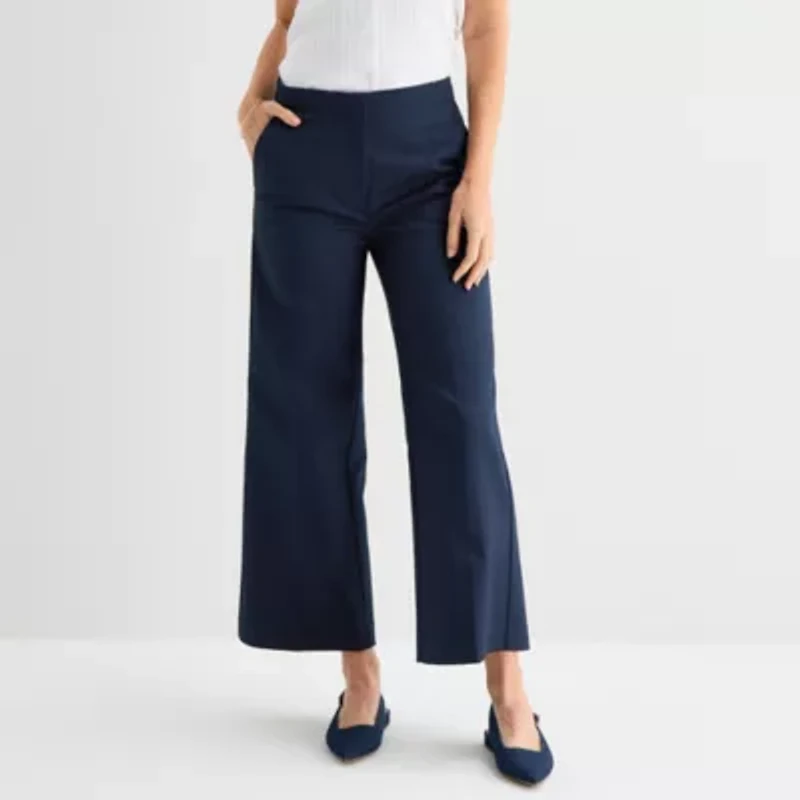 Liz Claiborne Womens Wide Leg Mid Rise Trouser
