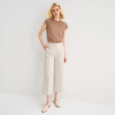 Liz Claiborne Womens Wide Leg Mid Rise Pull-On Pant