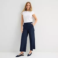 Liz Claiborne Womens Wide Leg Mid Rise Trouser