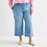 St. John's Bay Womens Plus High Rise Wide Leg Jean
