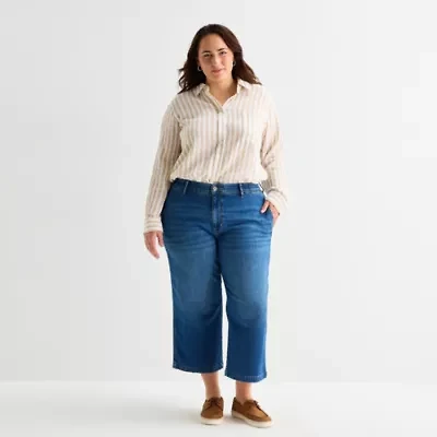 St. John's Bay Womens Plus High Rise Wide Leg Jean