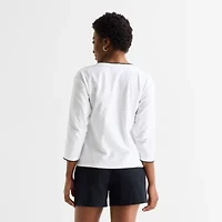 St. John's Bay Womens Crew Neck 3/4 Sleeve Blouse