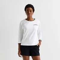 St. John's Bay Womens Crew Neck 3/4 Sleeve Blouse