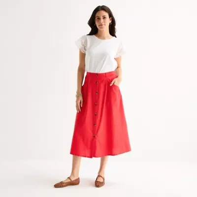 St. John's Bay Womens Midi A-Line Skirt