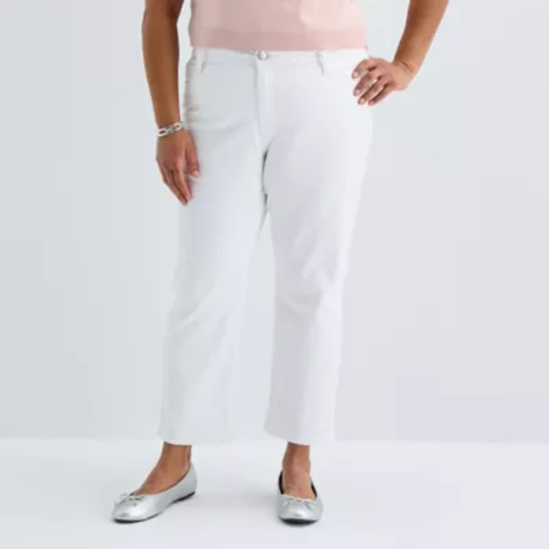 Liz Claiborne Womens Plus Ankle Mid Rise Pant
