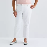 Liz Claiborne Womens Plus Ankle Mid Rise Pant