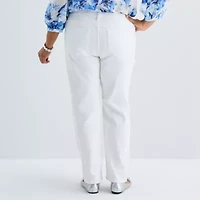 Liz Claiborne Womens Plus High Rise Straight Leg Jean
