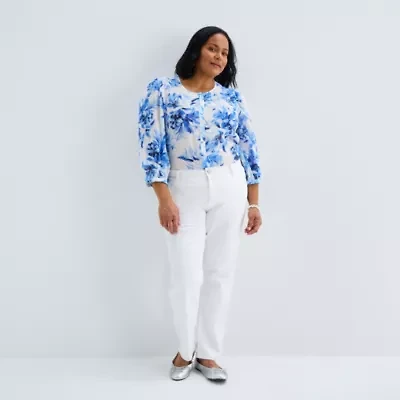 Liz Claiborne Womens Plus High Rise Straight Leg Jean