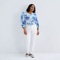 Liz Claiborne Womens Plus High Rise Straight Leg Jean