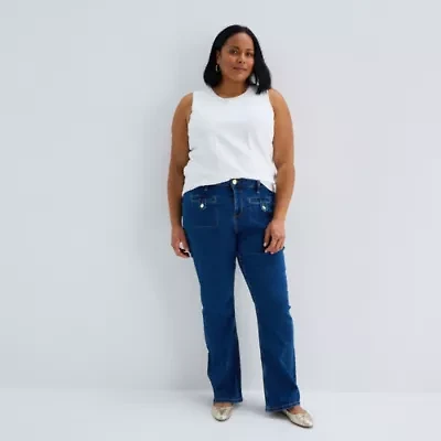 Liz Claiborne Womens Plus Mid Rise Bootcut Jean