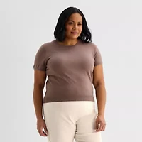 Liz Claiborne Plus Womens Crew Neck Pullover Sweater