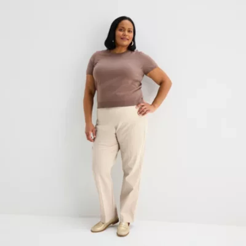 Liz Claiborne Plus Womens Crew Neck Pullover Sweater