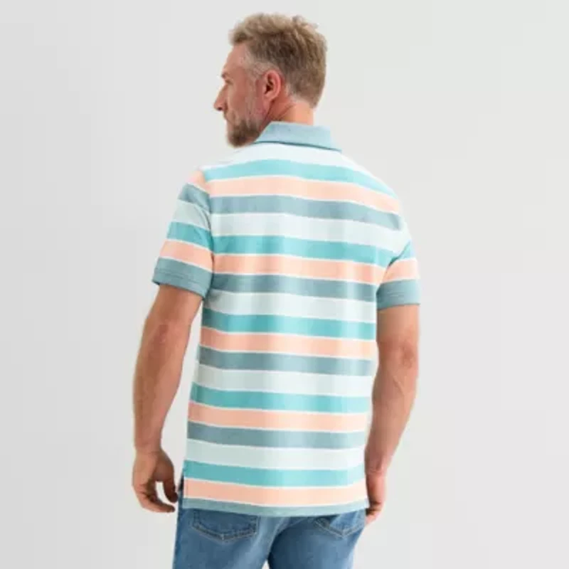 St. John's Bay Essential Striped Oxford Mens Classic Fit Short Sleeve Polo Shirt