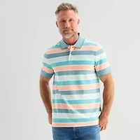 St. John's Bay Essential Striped Oxford Mens Classic Fit Short Sleeve Polo Shirt