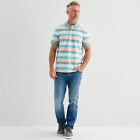 St. John's Bay Essential Striped Oxford Mens Classic Fit Short Sleeve Polo Shirt