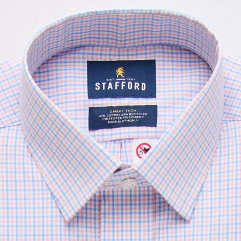 Stafford Mens Regular Fit Easy-on + Easy-off Sensory Friendly Adaptive Stretch Fabric Wrinkle Free Long Sleeve Dress Shirt