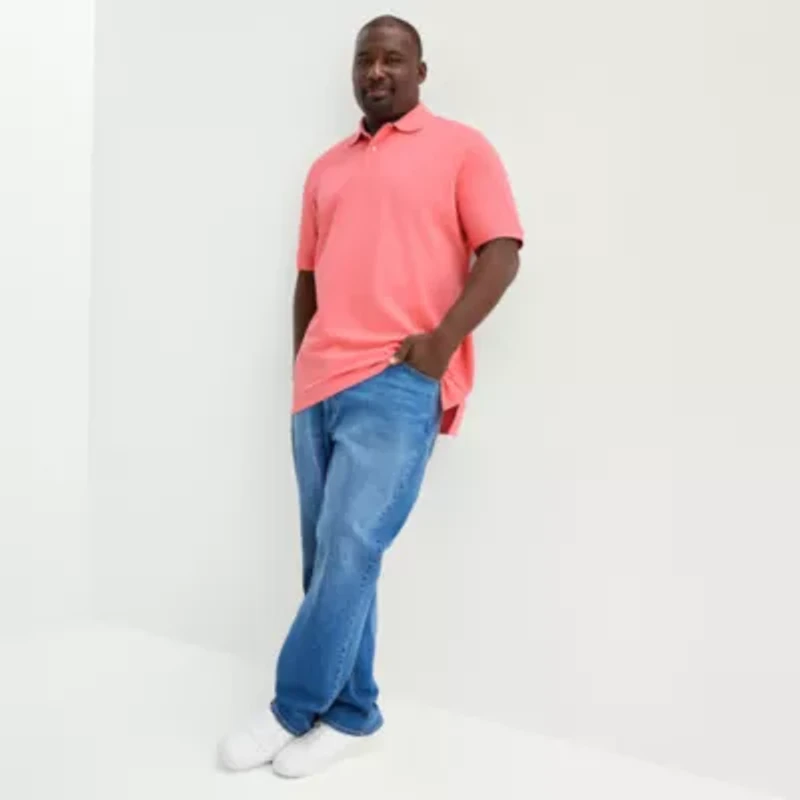 St. John's Bay Premium Stretch Big and Tall Mens Classic Fit Short Sleeve Polo Shirt