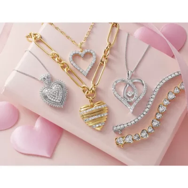 (G-H / I1-I2) Womens 5/8 CT. T.W. Lab Grown White Diamond Sterling Silver Heart 18 Inch Pendant Necklace