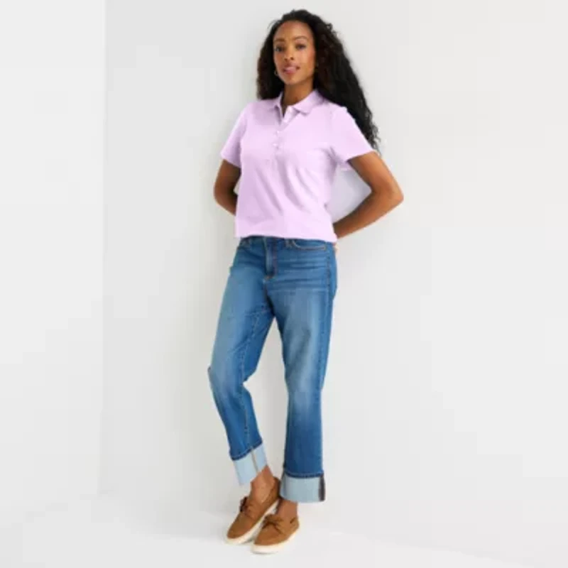 St. John's Bay Womens Short Sleeve Polo Shirt