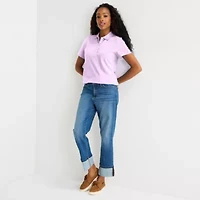 St. John's Bay Womens Short Sleeve Polo Shirt