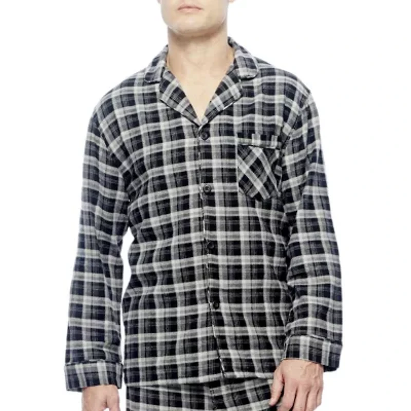 Hanes Flannel Mens Long Sleeve 2-pc. Pajama Sets