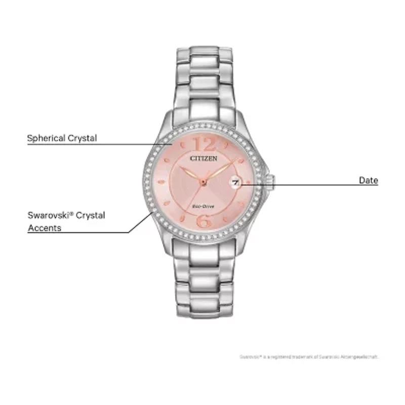 Citizen Silhouette Crystal Womens Crystal Accent Silver Tone Stainless Steel Bracelet Watch Fe1140-86x