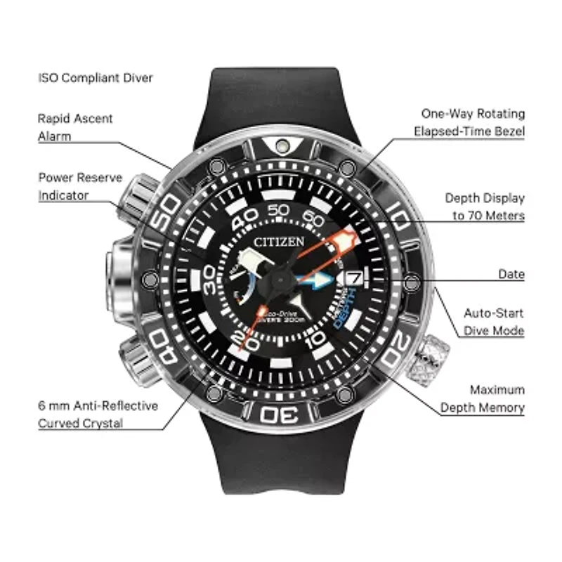 Citizen Promaster Aqualand Mens Multi-Function Black Strap Watch Bn2029-01e