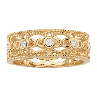 DiamonArt® 6.5MM 1/4 CT. T.W. White Cubic Zirconia 18K Gold Over Silver Round Band