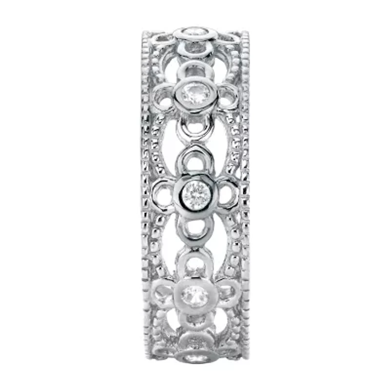 DiamonArt® 6.5MM 1/4 CT. T.W. White Cubic Zirconia Sterling Silver Round Band